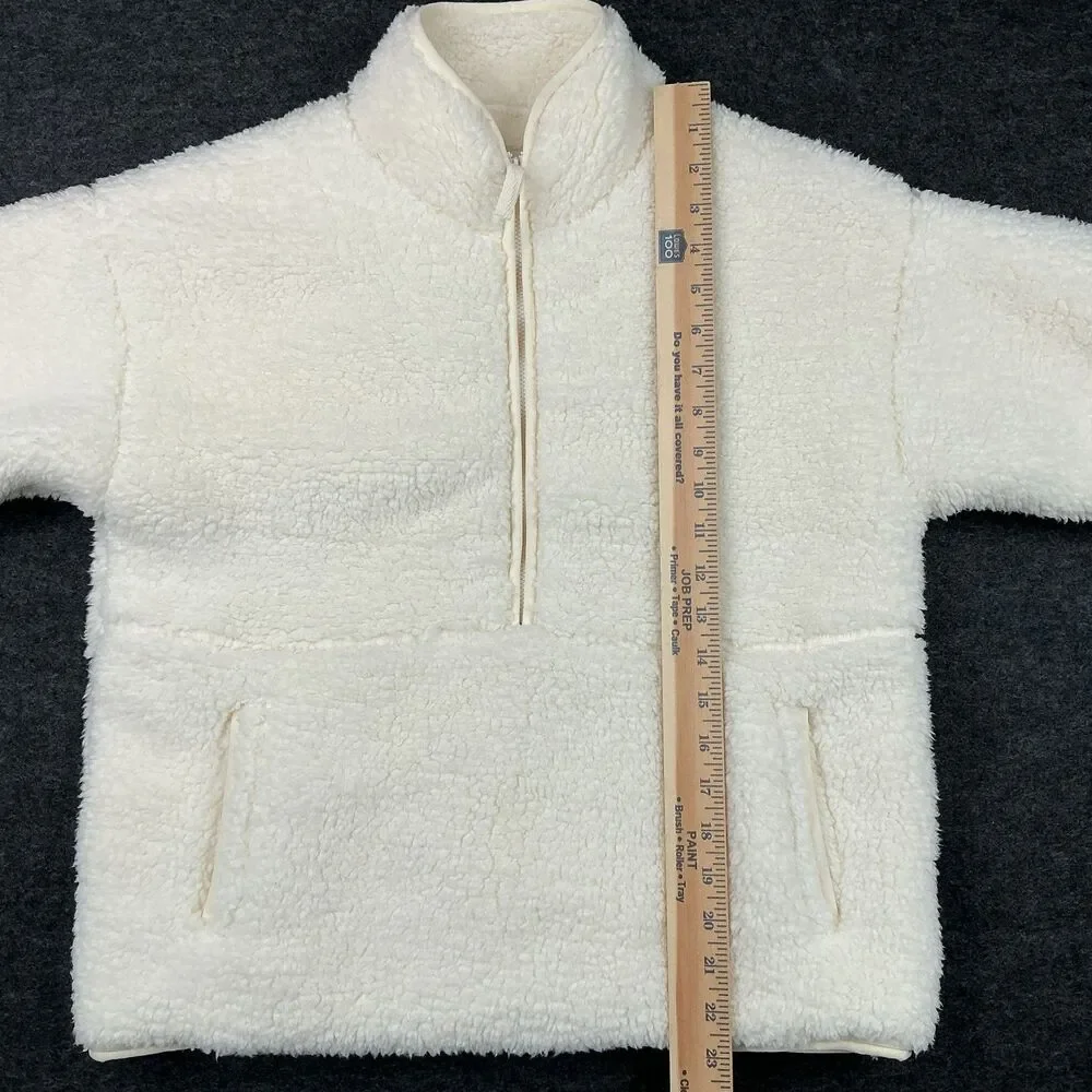 Sundance Heidi Sherpa Half Zip Pullover sz S Cozy Vanilla Cream Teddy‎ Coat BOHO